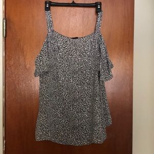 Off the shoulder black and white leopard print